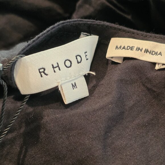 NEW RHODE PIA SHIRRED MINI DRESS IN BLACK SIZE M - Picture 5 of 6